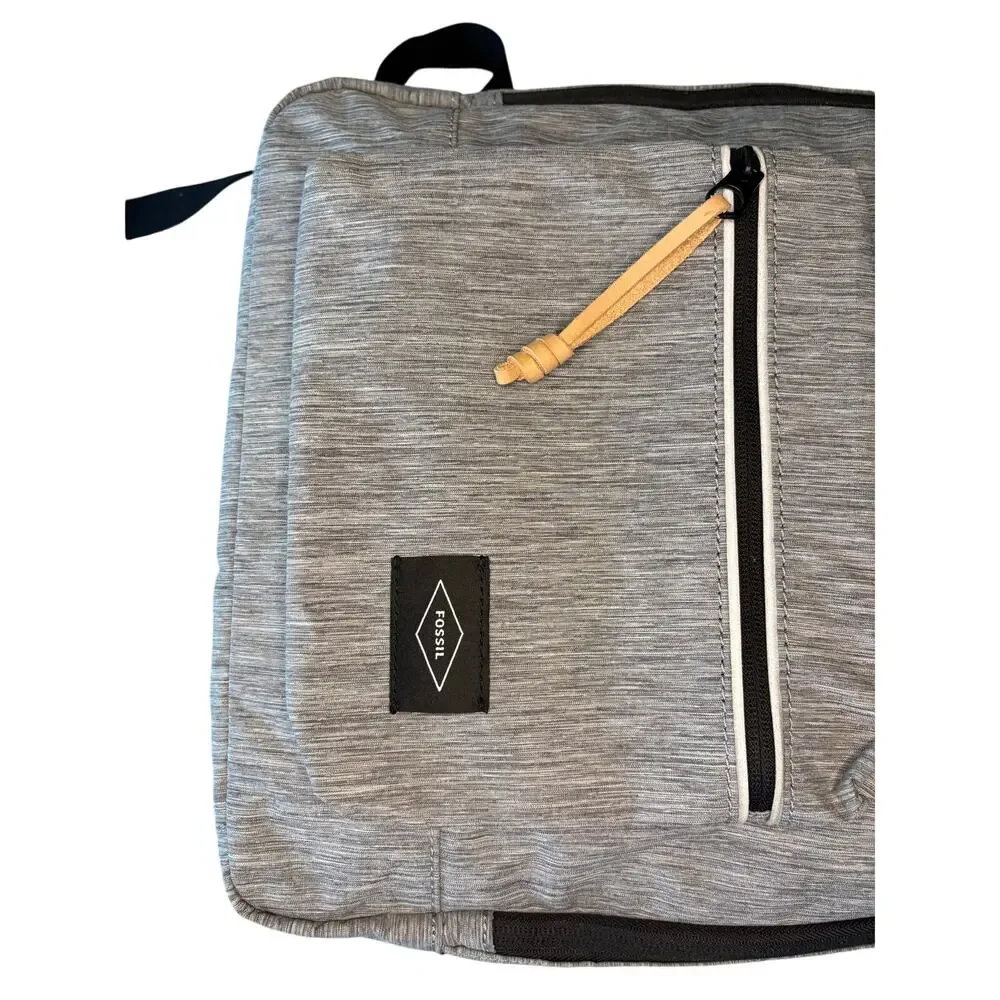 NWT Fossil Gray Estate Backpack RFID Protection Zip Pouch Minimalist Tech Style